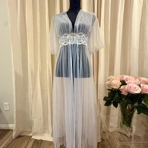 Sears Sheer White Robe with Floral Accents